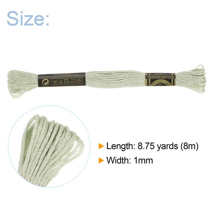 uxcell 12本 刺繍糸 それぞれ8m エジプト長繊維棉 クロスステッチ用糸 刺繍プロジェクト ブレスレット用 非常に薄い緑色