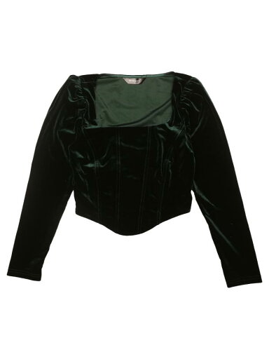 Allegra K カットソー ブラウス クロップ ベルベット ロングスリーブ トップ 無地 カジュアル スクエアネック レディース ダークグリーン XL Allegra K カットソー ブラウス クロップ ベルベット ロングスリーブ トップ 無地 カジュアル スクエアネック レディース ダークグリーン XL