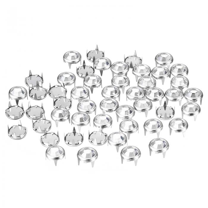 uxcell 50個 ラインストーンスタッドリフィル 8mm 輝く4本爪 ネイルヘッドスタッズ装飾リベット DIYレザークラフト 衣類 バッグ ベルト用(ホワイ...
