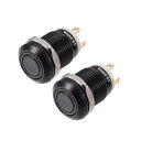 X AUTOHAUX 2個 12mm 0.47インチ 自動車セルフロックラッチングプッシュボタンスイッチ インテリア 12V 4ピン ラウンドキャップ アルミニウム合金 レッドライト ブラ ックシェル