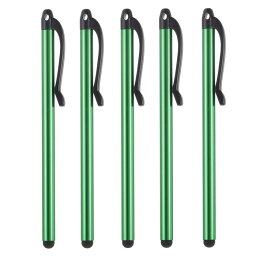 uxcell 5本のタッチスクリーンペン メタリックスタいラスペン アルミニウム合金製のキャパシティブペン ユニバーサルラバースタいラスチップ付き 緑
