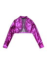 Allegra K ハロウィン コスチューム クロップド ボレロ カーディガン パーティー 光沢 軽量 メタリック ハロウィン衣装 レディース パープル S