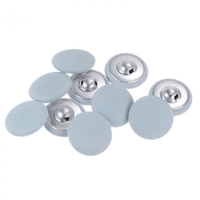 uxcell ファブリッククロスカバーボタン 丸型金属シャンク ソーイングボタン スーツ ドレス 茶色用 10個 34L 21 mm ライトブルー