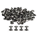 uxcell 100セット レザーリベット 12x12mm ダブルキャップリベット 革クラフト修理DIY財布ベルトバッグ靴用 ガ ン黒