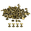 uxcell 100セット レザーリベット 12x12mm ダブルキャップリベット 革クラフト修理DIY財布ベルトバッグ靴用 ブロンズ色