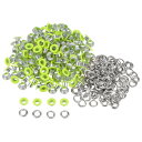 uxcell 300セットのグロメットキット メタルアイレット 4mm 1/6"の穴 小さなグロメット ワッシャー付き 靴 服 ベルト タグ バッグ ファブリック レザー DIYプロジェクト ネオン緑