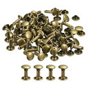 uxcell 100セットのレザーリベット 6x10mmのダブルキャップリベット レザークラフト修理DIY財布ベルトバッグ靴用 ブロンズ色