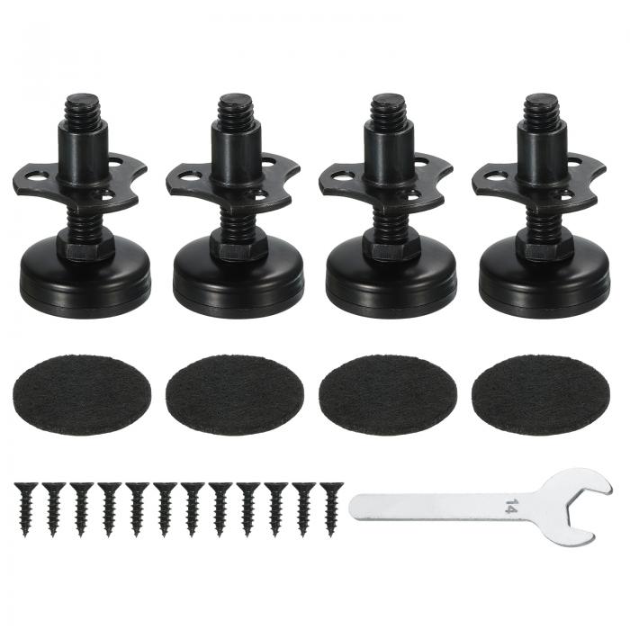 uxcell 家具レベラー 4個セット 3/8''-16 - Tナットキット付きの調整可能な家具調整フィート テーブル 椅子 ソファ キャビネット 作業台用のレベリングフィート（黒）