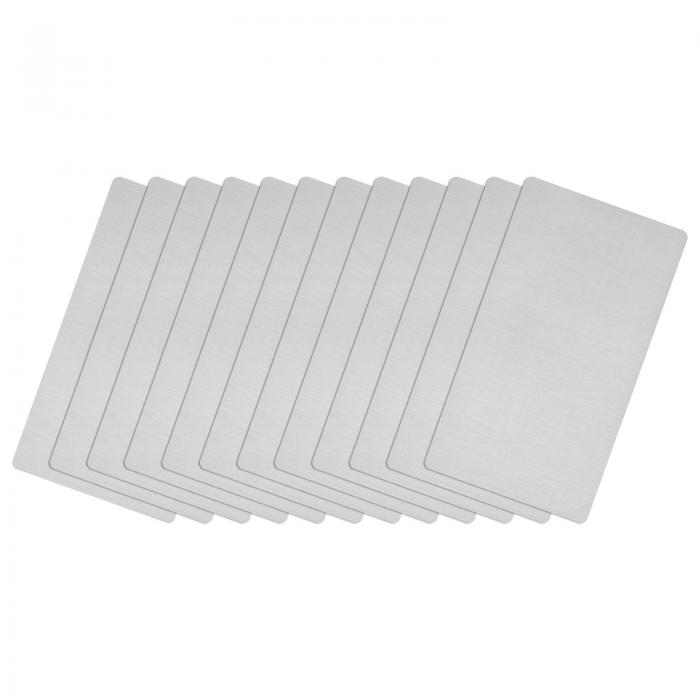 uxcell ブランクメタルカード 80 mm x 50 mm 起毛 201ステンレス鋼板 DIYレー ザー 彫刻銘板用 12 mm厚さ シルバートーン 12個