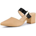 Allegra K ミュール パンプス チャンキーヒール ポインテッドトゥ チャンキーヒール レディース カーキ 23.0 cm(4)