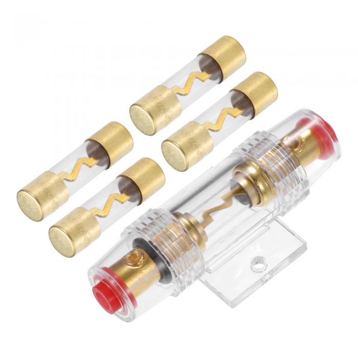 X AUTOHAUX 車載ステレオ用のリ セット回路ブレーカーインラインヒューズホルダー 5個のヒューズチューブ70A 30 AMP 12V保護付き