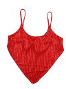 Allegra K クロップキャミトップ スパンコール ストラップ クリスクロスバックレス パーティー レディース レッド XL