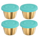 uxcell 4個セットのサラダドレッシング容器 2.4ozのステンレス製調味カップと蓋 ランチベントボックス ピクニック 旅行用 スカイブルー