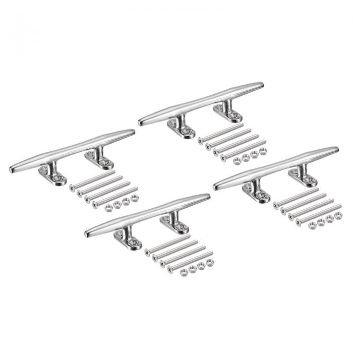 uxcell ボートクリート オープンベース 316ステンレスボートスチールドッククリート 係留アクセサリー 取り付けネジ付き 150 mm 4個