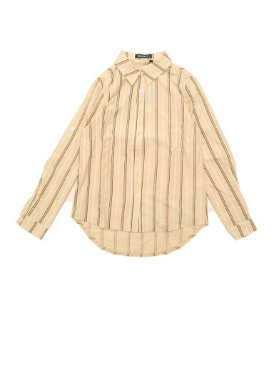 Allegra K ストライプシャツ ブラウス ロールアップ 長袖 カジュアル レディース ベージュ XL Allegra K ストライプシャツ ブラウス ロールアップ 長袖 カジュアル レディース ベージュ XL
