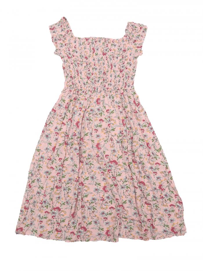 Allegra K ショートドレス 花柄 スモックドレス かわいいワンピース オフショルダー サマー Aライン ノースリーブ レディース ピンク XL