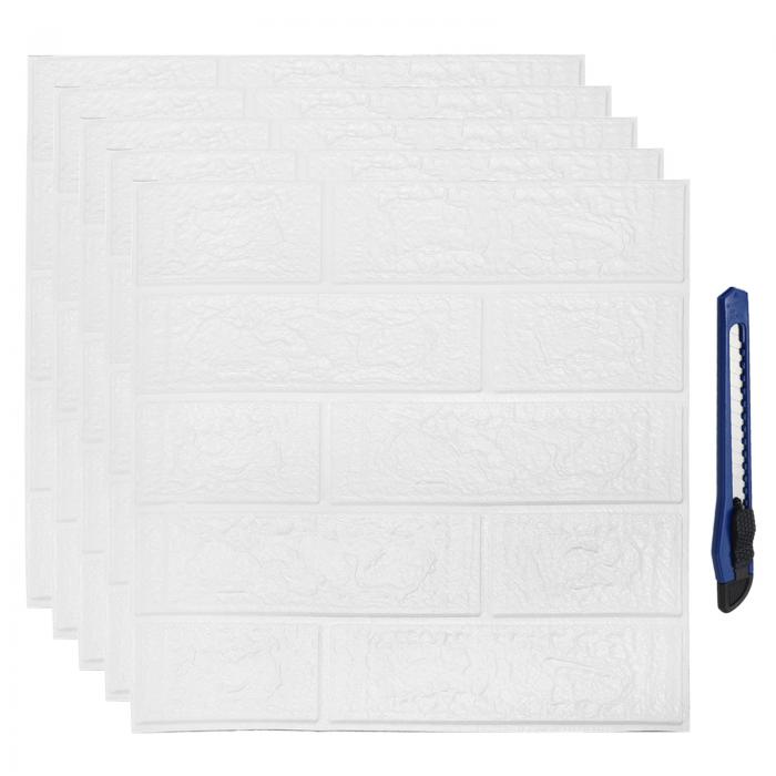 uxcell 3D壁パネルの剥がれとスティック 発泡レンガの壁紙 寝室用人工石壁パネル 粘着壁紙 ホワイト 30個