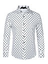 Lars Amadeus トップス 水玉柄シャツ 長袖 カラーブロック ビジネスシャツ フォーマル ドレスシャツ メンズ ホワイト XL(4)