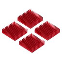 uxcell 4Pcs 40x40x11mm アルミヒートシンク冷却ラジエーター固定ステッカー付き チップCPU パワートランジスタ FET IC パワーアンプ 赤色