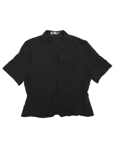 Allegra K カーディガン ポレロ 通勤 無地 ビジネス ブレザー 上品 オープンフロント 半袖 ノーカラー レディース ブラック M Allegra K カーディガン ポレロ 通勤 無地 ビジネス ブレザー 上品 オープンフロント 半袖 ノーカラー レディース ブラック M