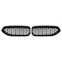 X AUTOHAUX No.51138091295/51138091296 BMWに対応 Z4 G29 2018-2024用フロントアッパーフードバンパーグリルグリル ダイヤモンドスター グロス黒い 1ペア(2)