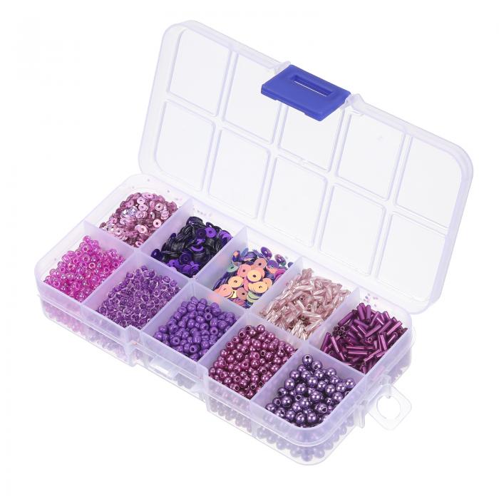 uxcell アソート ビーズ シーケンス 10 種類の深紫色 スタイル ガラス ビーズ ビューグル ビーズ チュ..