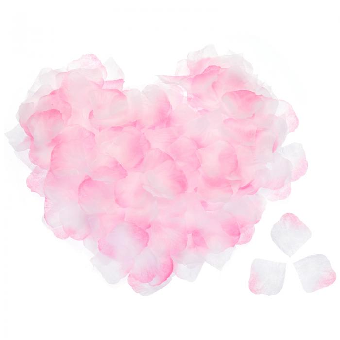 uxcell シルク造花バラの花びら ライトピンク ホワイト ウェディング造花 2