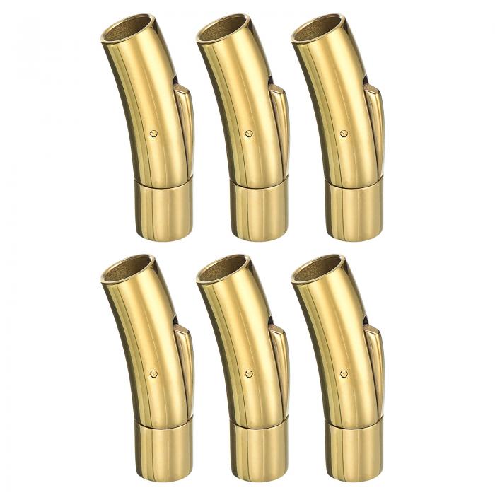 uxcell レザーコードエンドク ラスプ 6個セット 6mmの穴のあるカラムク ラスプコネクタ ステンレススチール製のク ラスプ ジュエリー作りやDIY用品 クラフト用品に適しています 金色