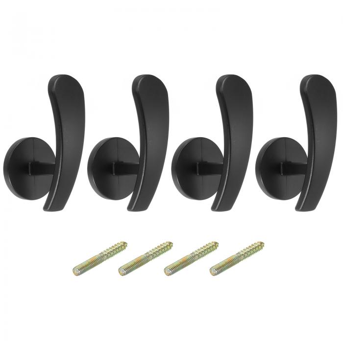 uxcell 4Pcs カーテンホールドバック アルミニウム合金製 壁掛けドレープタイバックホルダーカーテンフック 居間 寝室 オフィス用 ブラック&#10;