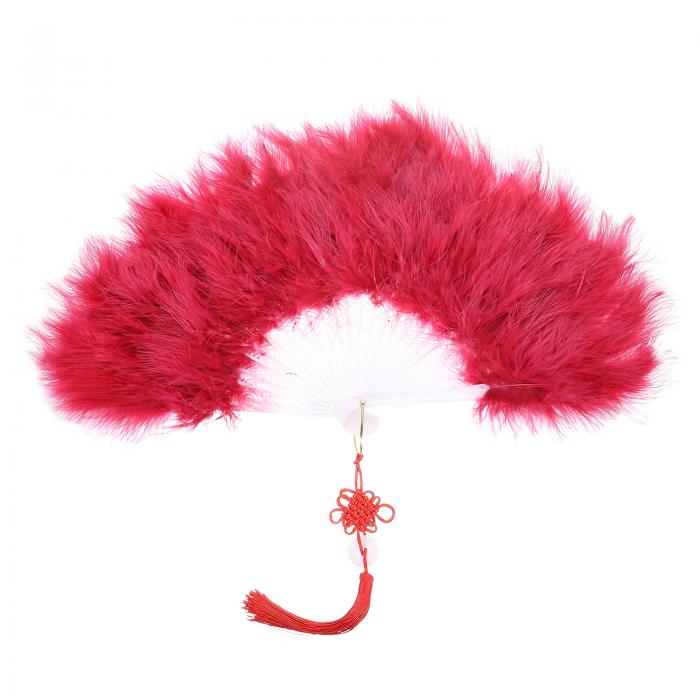 uxcell フェザーハンドファン ヴィンテージ扇子 羽根扇子 手持ち式 ハロウィーン パーティー 結婚式 ダンスの装飾用 ダークレッド