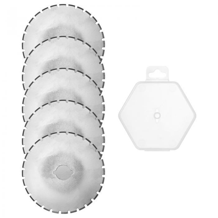 uxcell ロータリーカッター刃 点刃 SKS-7鋼鉄 シャープネス 置換 回転刃 キルティングロータリーカッター刃 生地縫製 スクラップブッキング工芸品用 45 mm シルバートーン 5個