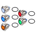 X AUTOHAUX 5個セット インジケーターライト 19mm 12V AC DC メタルシェル 防水 パイロット ダッシュ シグナルランプ 車両 トラック ...