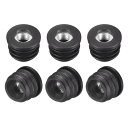 uxcell M8スレッド付きの22mm/0.86"外径の丸い黒いチューブ挿入子、プラスチック製の調整可能なキャスター挿入子、チェアエンドキャップ、家具脚プラグ、6個セット