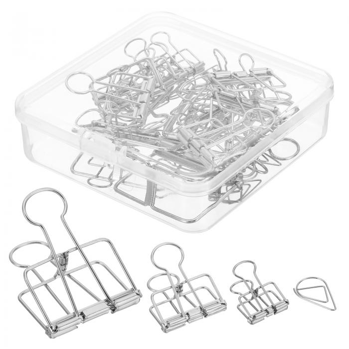 uxcell 38個 メタルワイヤーバインダークリップとペーパークリップセット 大2個 中型6個 小10個 かわい..