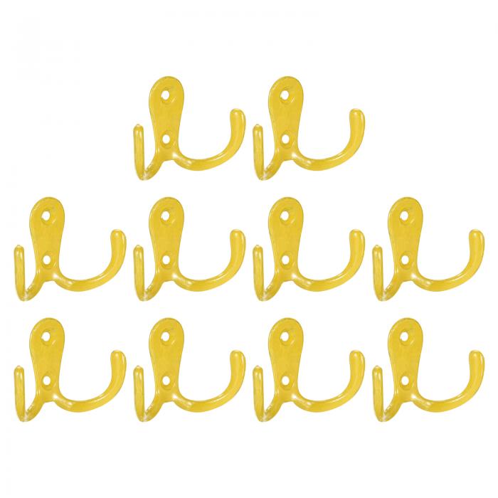 uxcell ウォールフック 10個セット - 亜鉛合金製のダブルプロングレトロフック タオル コート バックパック 洋服 スカーフ キーズ ハット カップ用の...