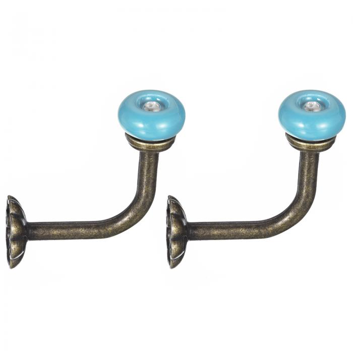 uxcell ウォールフック 2個セット - 亜鉛合金製のシングルプロングセラミックハンドルクローズフック ブロンズフック タオル コート バックパック スカー...