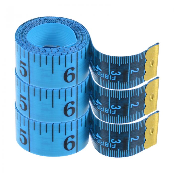 uxcell 3pcs ソフトメジャーテープ 150cm/60" ダブルスケール "とメートル 柔軟な計測ルーラー 20mm幅 ボディ 体重減少 衣類 裁縫用ブルー色