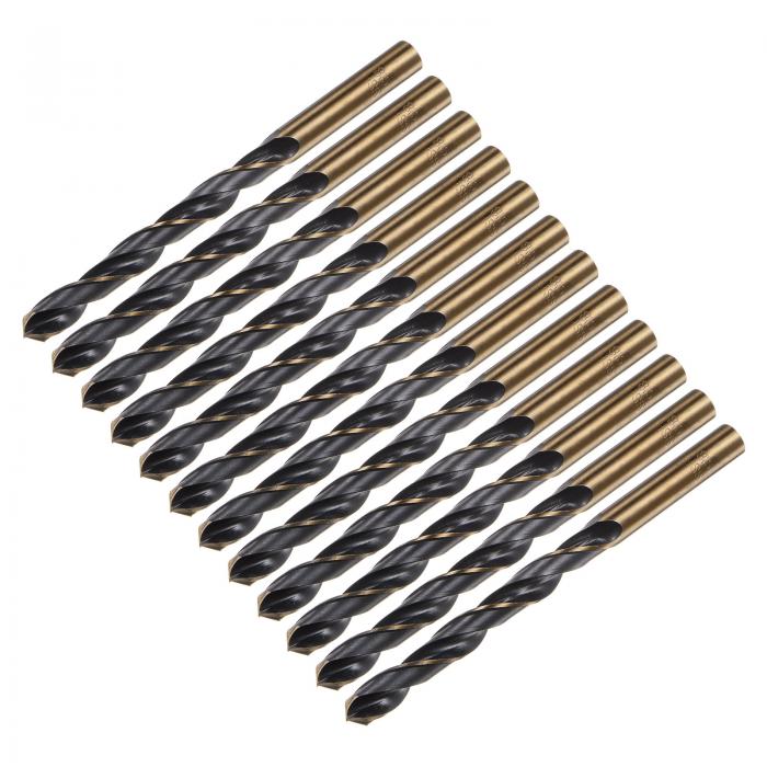 uxcell 12個入りジョバードリルビット 8.5mm ブラックニトライド＆金チタンコーティング 4341 高速度鋼（HSS） 135度スプリットポイントツイ ストドリルビット ステンレス鋼 金属 プラスチック 木材用