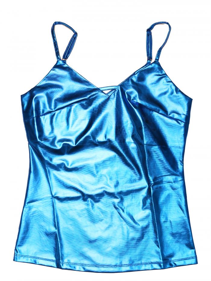 Allegra K メタリック キャミソール 光沢 ストラップ Vネック ダンス パーティー レディース ロイヤルブルー M