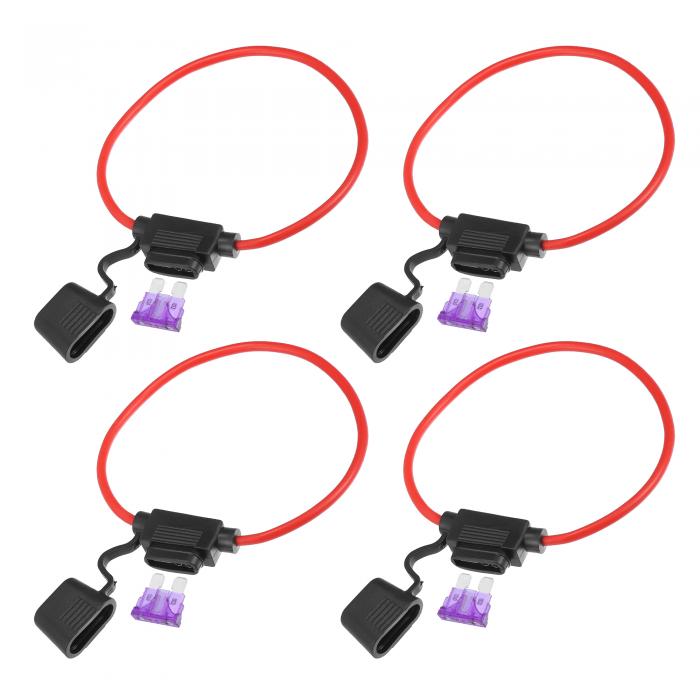 X AUTOHAUX 車のインラインヒューズホルダー インラインATCブレードスタイル 35A標準ヒューズ付き 12ゲージ DC 12V 4セット