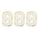 uxcell チェニールナンバー8パッチ 4-1/2"の高さ アイロンで貼るナンバー8パッチ 金閃光刺繍パッチ 衣類 靴 帽子 バックパック用 3個入り(ホワイト)