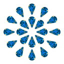 uxcell ラインストーンにティアドロップ縫い付け 20 個 - 13x8mm フラットバックガラスティアドロップ水晶ラインストーン 金プロングセッティング クラフト DIY ジュエリー 服の装飾用 (ブルー)