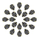 uxcell ラインストーンにティアドロップ縫い付け 20 個 - 14x10mm フラットバックガラスティアドロップ水晶ラインストーン 金プロングセッティング...