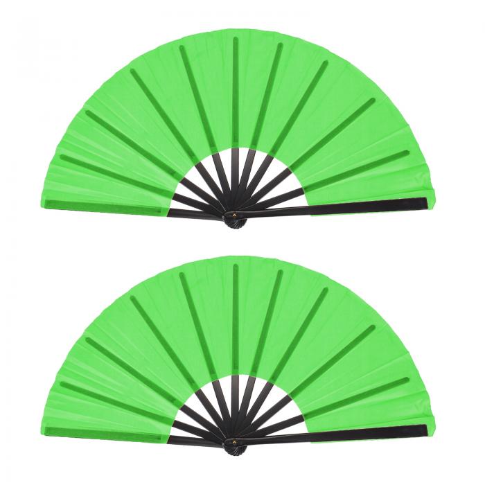uxcell 折りたたみ扇子 ビンテージ ハンドヘルドファン プラスチック製 折りたたみ扇子 ハロウィンパーティー 結婚式 ダンス 装飾 ギフト 64x33cm/25.2x13" 2個セット 緑 黒