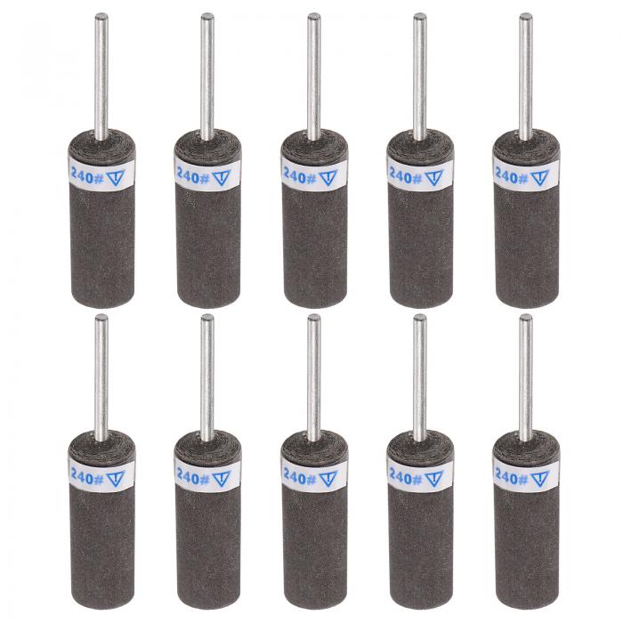 uxcell 10個 研磨用サンドペーパーロール240グリット2.35mmシャンクサンディングドラムスリーブシリンダーグラインディングヘッド 木工 ガラス 金属研磨用