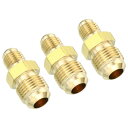 PATIKIL 6.35 mmオス x 9.5 mmオス 真鍮製ふレアユニオンコネクター 3個 ガスアダプター 真鍮管カプラーパイプ継手 ホース継手用