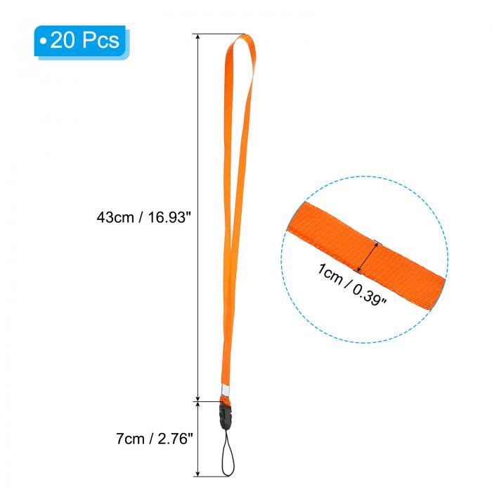 PATIKIL 43 cm ネックストラップ 20個 1 cm幅 取り外し可能なストラップストラップ 名札 バッジホルダー IDカード キー 携帯電話用 オレンジ