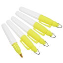 PATIKIL ミニ永久マーク 5個入り 乾式消去ペン キーホルダー付き オフィス 会議 屋外活動向け イエロー