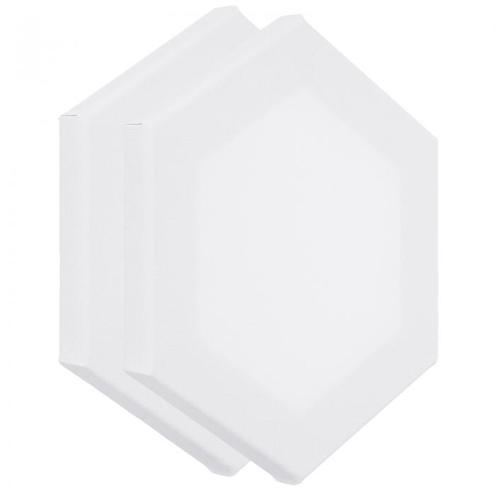 PATIKIL 絵画用ペイントキャンバス 2個 20 x 17 cm 六角形 木枠 ストレッチ 空白 アートキャンバス ボードパネル アクリル 油絵 テンペラ画用 ホワイト