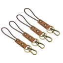 PATIKIL 長さ15cm レザー編組バッジストラップ 4個入り レザーロープ リストレットブレスレット キーチェーン リストストラップ フッククリップ付き キーIDバッジホルダー ブラウン